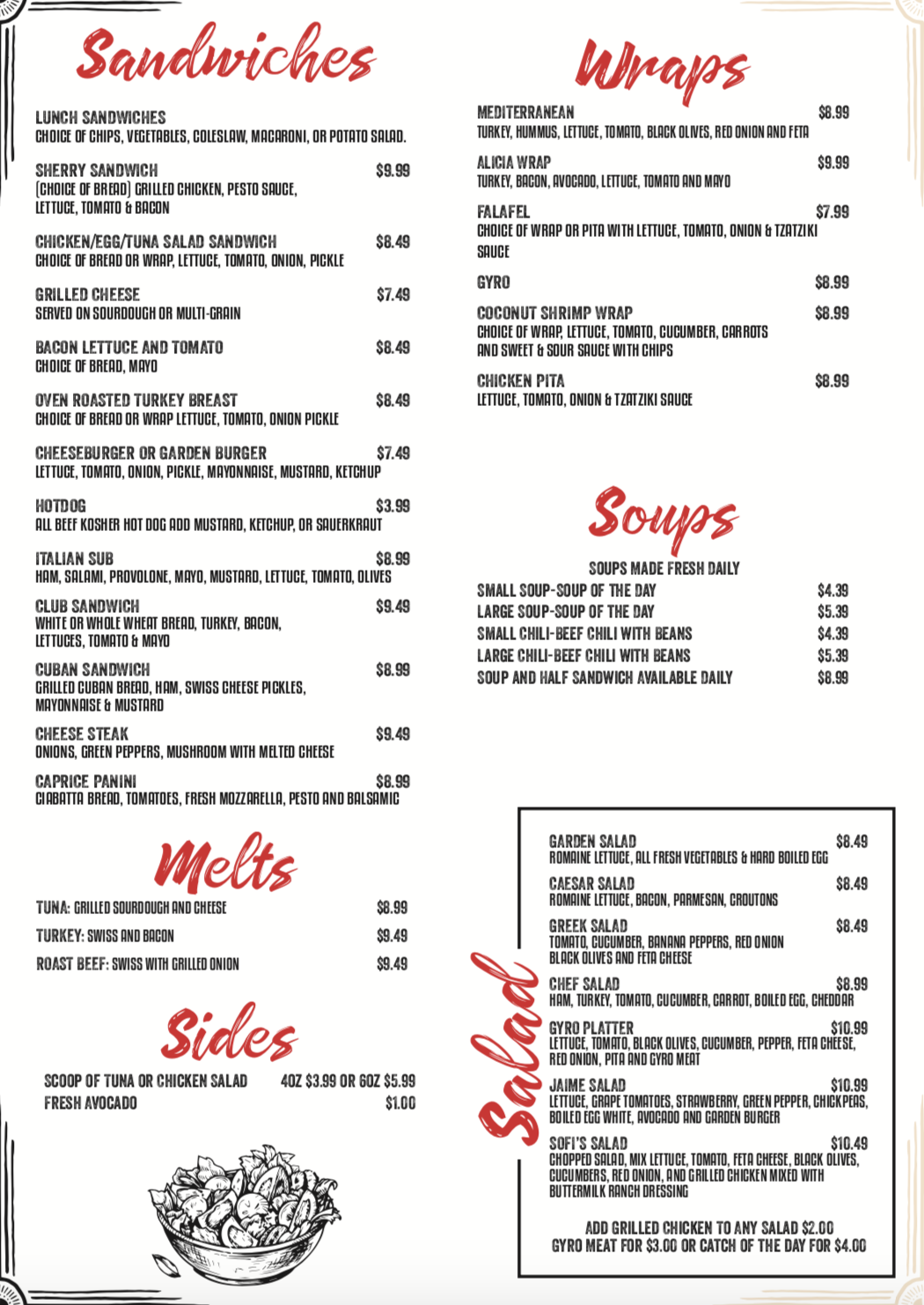 Sofi’s Menu – Sofi's Cafe