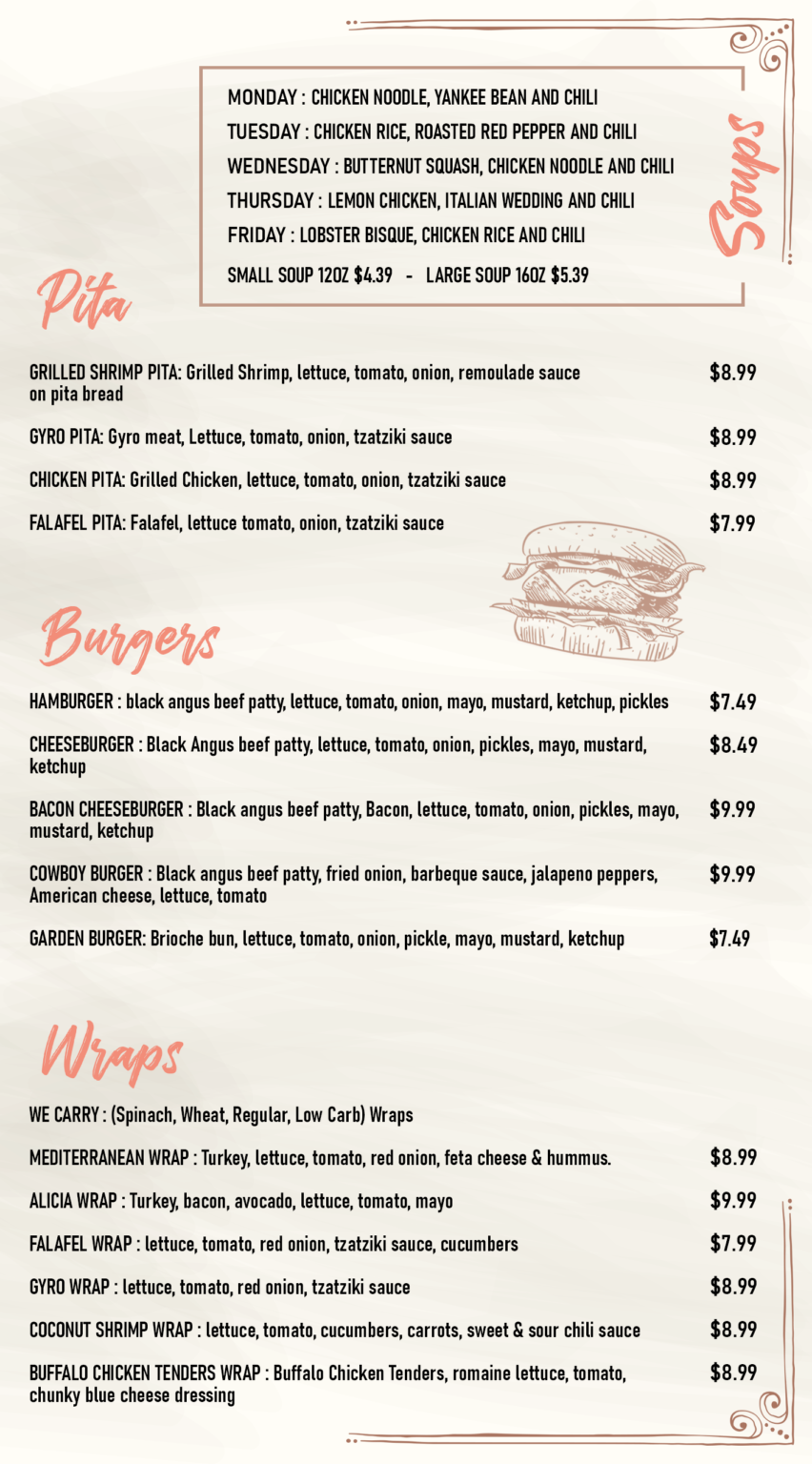 Sofi’s Menu – Sofi's Cafe